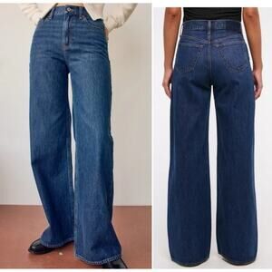 Abercrombie & Fitch The Wide Leg Jeans High Rise Medium Wash Blue, 31 Long